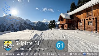 Skiing Mayrhofen  Finkenberg ⛷️ Ski Slope 51  Zillertal 3000  With GPS Stats [upl. by Ylyl]