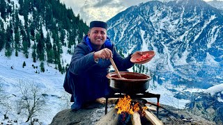 Cooking Organic Food on Top of Mountain  Mountain Village Life  A Snowy Day in The Coldest Village [upl. by Cami]