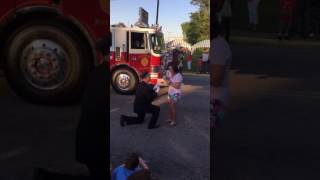 Oak Grove Firefighter proposes to girlfriend during parade [upl. by Adlen]