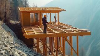 Man Builds Amazing House on Steep Mountain in 8 Months  Start to Finish by MrWildNature [upl. by Suryt]