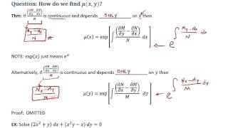 Solving nonExact Differential Equations using Integrating Factors [upl. by Anauqaj5]