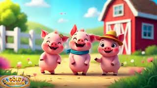 Three little pigs 🐖 🐖 🐖 fun nursery rhyme song for kids and toddlers to sing and dance along 3 pigs [upl. by Sherfield]