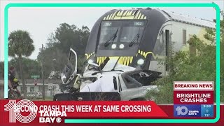 Reports Florida intersection sees 2nd deadly Brightline train crash in a week [upl. by Ahsieyt]