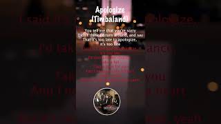 Timbaland  Apologize lyrics ft OneRepublic timbalandtypebeat apologize [upl. by Selym566]