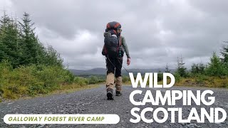 Hiking and Wild Camping Scotland Galloway forest River camp [upl. by Vanda423]