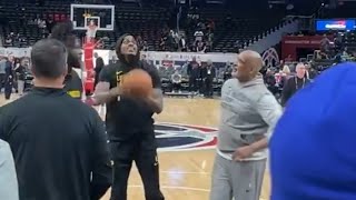 Jarred Vanderbilt getting some pregame oncourt work in with assistant coaches Phil Handy [upl. by Aicnarf]