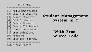 C Programming Project Student Management System With Source Code [upl. by Publia33]