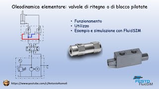 Oleodinamica di base Valvole di ritegno o di blocco pilotate  Circuito e simulazione con FluidSIM [upl. by Derr]