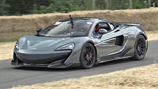 NEW McLaren 600LT Exhaust Sound  Launch Control Burnout Accelerations amp More  Goodwood FOS [upl. by Yot]