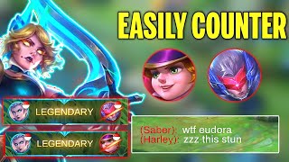 HOW TO EASILY COUNTER HARLEY AND SABER USING EUDORA  Mlbb [upl. by Glassman]