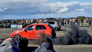 Perranporth Cornwall Drift amp Drag 2022 7 Skoda Fabia VRS Dirty Diesel PopCorn Limiter Drag Race [upl. by Leimad]