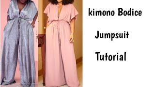 Tutorial on kimono style jumpsuit with drawstring waist [upl. by Anilesor]