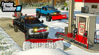 LIFTED TRUCKS PLOWING ELMCREEK BLIZZARD  FS22 [upl. by Creigh]