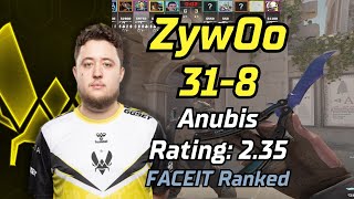 ZywOo POV Rating235 Anubis  FACEIT Ranked  Apr 4 2024  cs2 demo [upl. by Nahtiek]