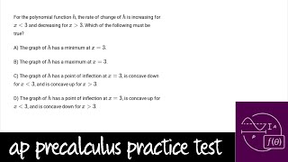 AP Precalculus Practice Test Unit 1 Question 10 Definition of Inflection Points [upl. by Bevon312]