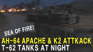 AH64 Apache and K2 tanks attack T62 tanks at night World War 24 [upl. by Valaree]