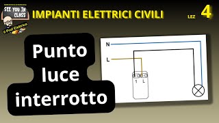 4punto luce interrotto interruttore unipolare schema funzionale di montaggio unifilare [upl. by Bezanson]