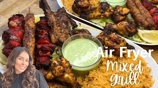 AIR FRYER MIXED GRILL  Chicken Tikka Lamb Chops Chicken Wings amp Seekh Kebabs [upl. by Naruq183]