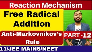 Reaction Mechanism 12  Free Radical Addition  Anti Markovnikovs Rule  JEE MAINSNEET [upl. by Sholley]