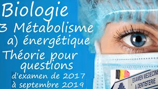 EXMD Biologie Théorie 3a Métabolisme énergétique [upl. by Hyacinthie480]