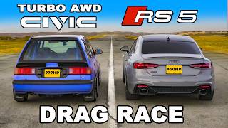 800hp AWD Civic v Audi RS5 DRAG RACE [upl. by Yvaht]