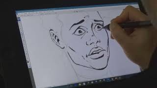 Drawing Comics Inking comics in Photoshop using a Cintiq 13hd [upl. by Pasho905]