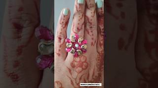 Beautiful kundan finger ring making jewelleryfingerringshorts creativediytrending [upl. by Bedwell]