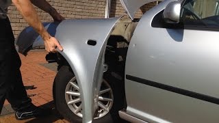 VW Golf MK4  how to removereplace front wing video [upl. by Eyde]