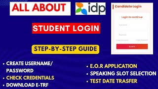 IELTS IDP Student Login All About UsernamePassword EOR Speaking Slot TRF Test Date Transfer [upl. by Asillim]