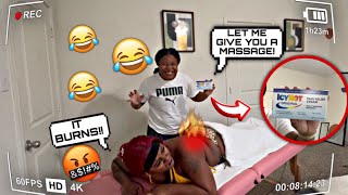 ICY HOT MASSAGE PRANK ON GIRLFRIEND 🔥 SHE FREAKS OUT [upl. by Gargan]