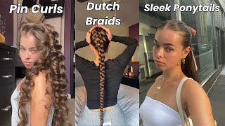 Dutch Braids Pin Curls Sleek Ponytails amp more  Grwm To See Barbie  TikTok Compilation 3 [upl. by Enileme]