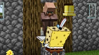 Spongebob Delivers Pizza To Villager In Minecraft [upl. by Meijer]