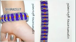 Kum Boncuk Peyote Bileklik Yapımı Seed Bead Peyote technique bracelet making [upl. by Hajed]