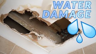 How To Repair a Water Damaged Ceiling After a Leak  Water Damaged Plasterboard  Drywall [upl. by Nnateragram]