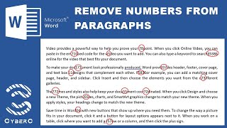 Remove numbers from paragraphs in Microsoft Word [upl. by Wystand]