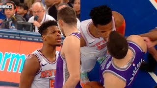 Dennis Smith Jr amp Nemanja Bjelica Exchange Words  Knicks vs Kings [upl. by Ahseim]