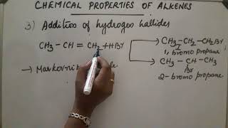 CHEMICAL PROPERTIES OF ALKENES PART I [upl. by Aural810]