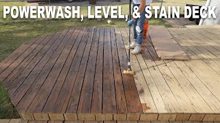 How To Clean Level and Stain a quotBouncyquot Deck [upl. by Siro726]