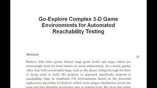 Go Explore Complex 3 D Game Environments for Automated Reachability Testing [upl. by Marie-Jeanne]