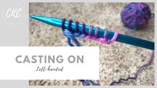 How to Knit  Casting On for Kids  Lefthanded Tutorial [upl. by Bohs]