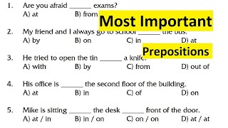 Preposition Exercise  Most Important Prepositions in English Grammar  English Point [upl. by Gelman]