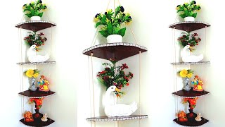 DIY Wall Hanging Corner Shelf  Corner Shelf With Cardboard  4 Shelves Corner rack [upl. by Idalia]