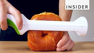 How To Easily Cut Bagels In Half [upl. by Yhtimit]