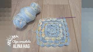 patura crosetata dintrun patrat crochet blanket couverture au crochet плед из остатков пряжы [upl. by Odlonyer177]