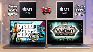 16 vs 32core M1 Pro vs M1 Max MacBook Pro Gaming Review [upl. by Annodal3]