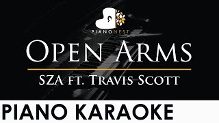 SZA  Open Arms ft Travis Scott  Piano Karaoke Instrumental Cover with Lyrics [upl. by Clie]