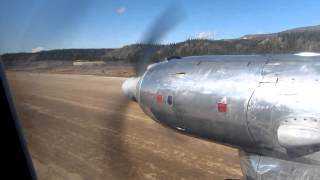 Air North HS748  Engine Startup amp Departure Rwy 03 from Old Crow Airport YOC Yukon Canada [upl. by Ilohcin]