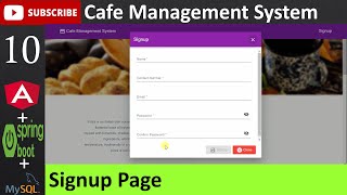 10 Cafe Management System  Signup Page Angular Spring Boot  Java MySQL Database [upl. by Sedruol]