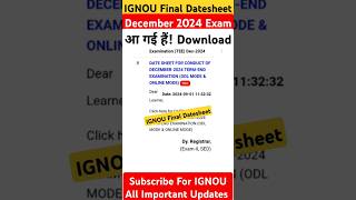 🎊IGNOU December 2024 Final Date Sheet Release ✅🤗 [upl. by Collins237]