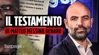 Roberto Saviano racconta lultimo interrogatorio di Messina Denaro quotÈ il suo testamento” [upl. by Elokyn]